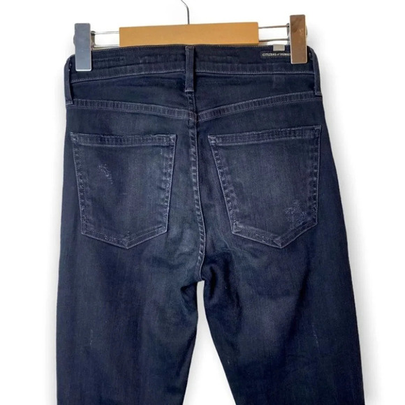 Citizens of Humanity Rocket High Rise Skinny Black Distressed  Jeans 25 - Picture 4 of 14